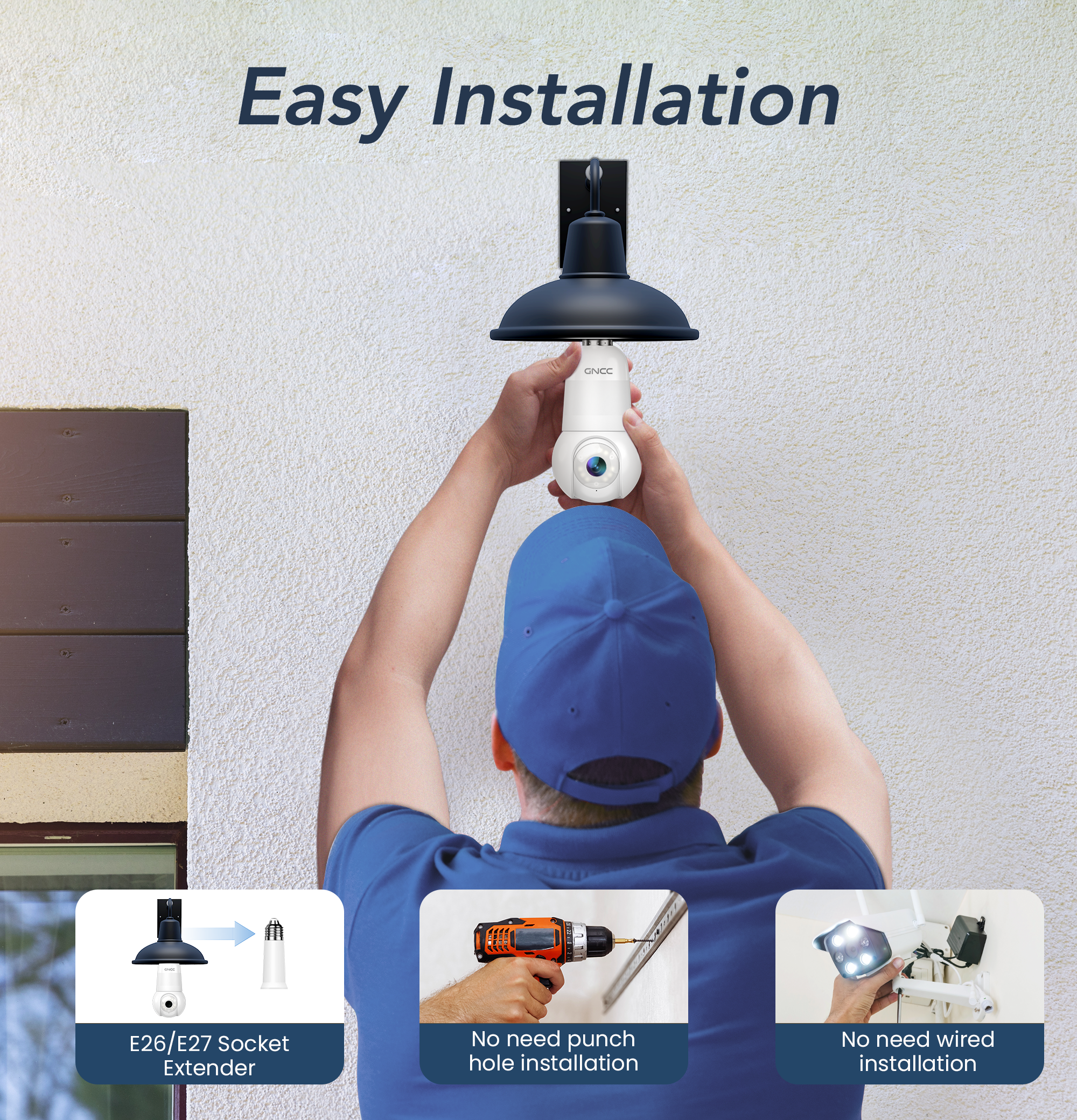 GNCC L1 2K Light Bulb Security Camera